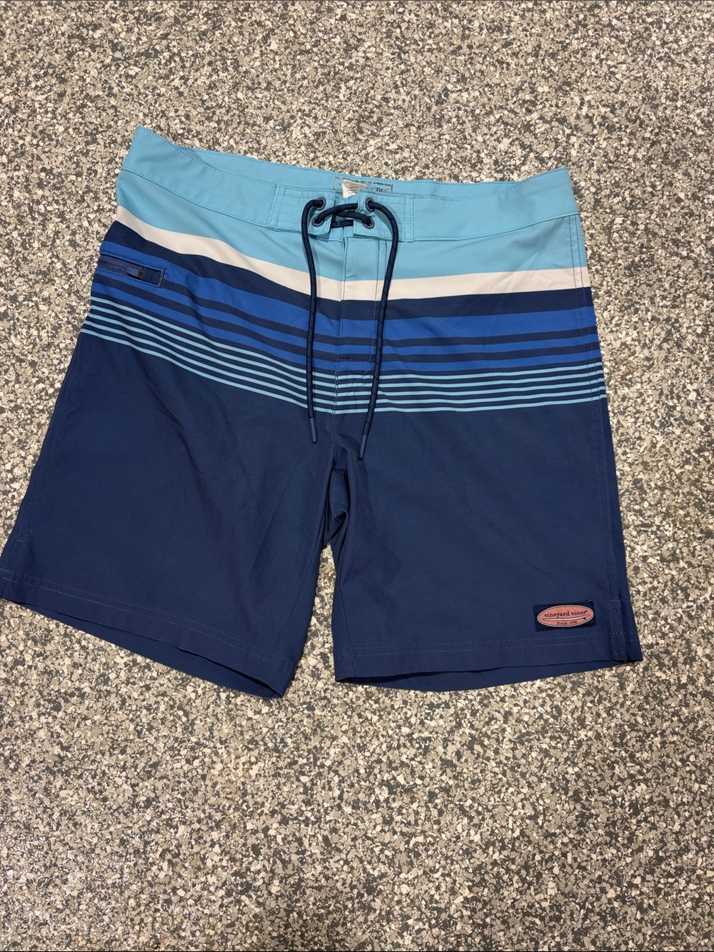 Vineyard Vines Navy & Light Blue Striped Men's Swim Board Shorts